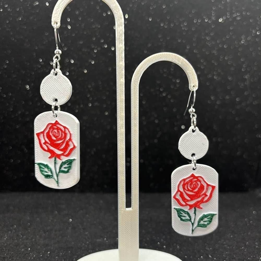 Red Rose Earrings - Picture 5 of 5